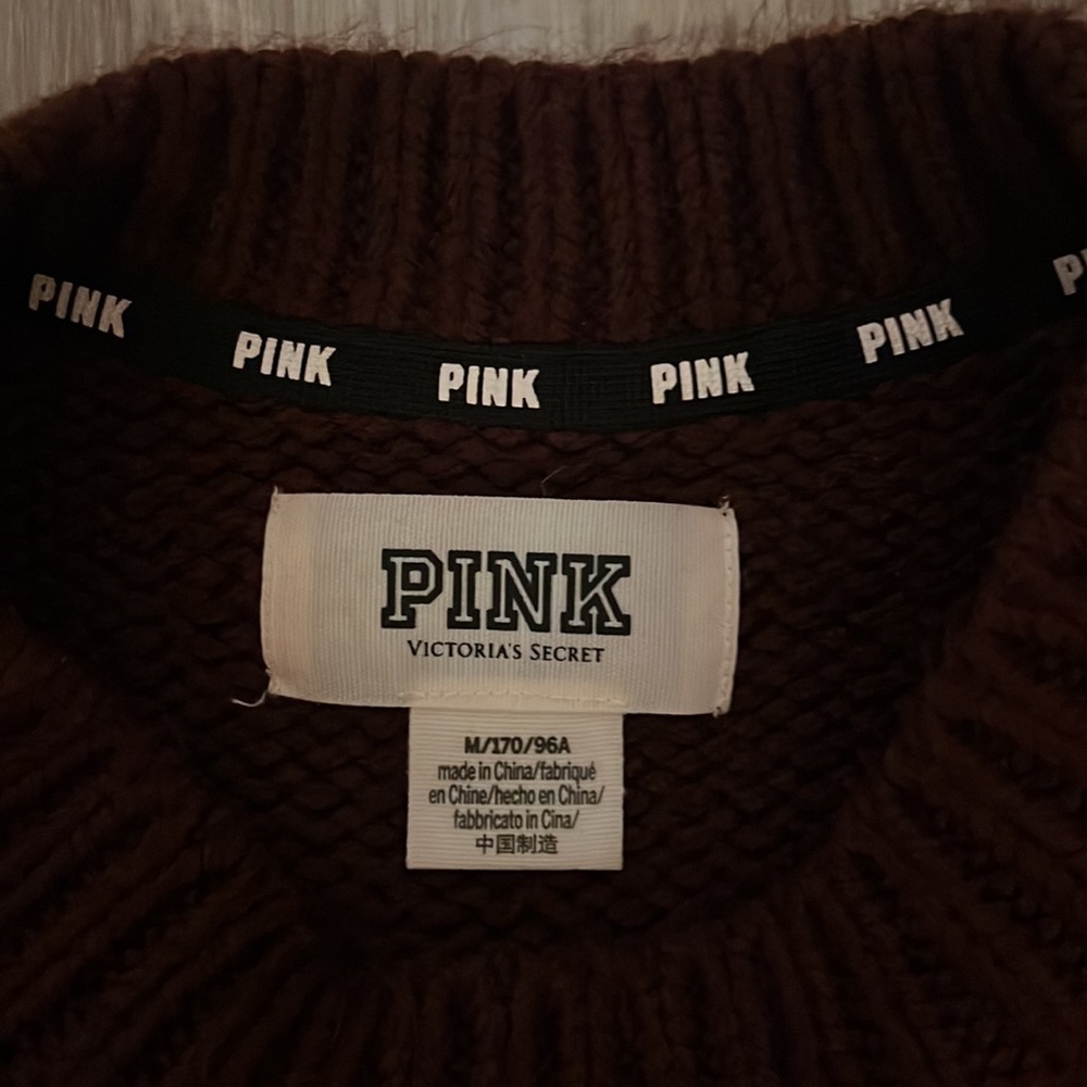 PINK Victoria Secret Burgundy Crew Sweater - Picture 2 of 4